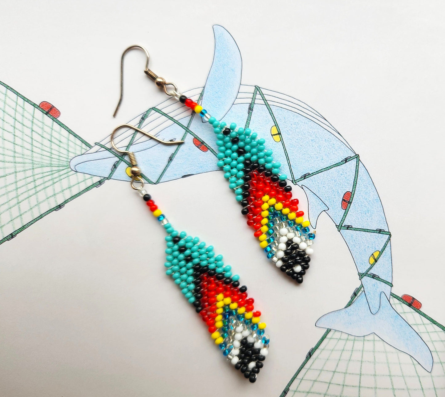 Teal Feather Earring