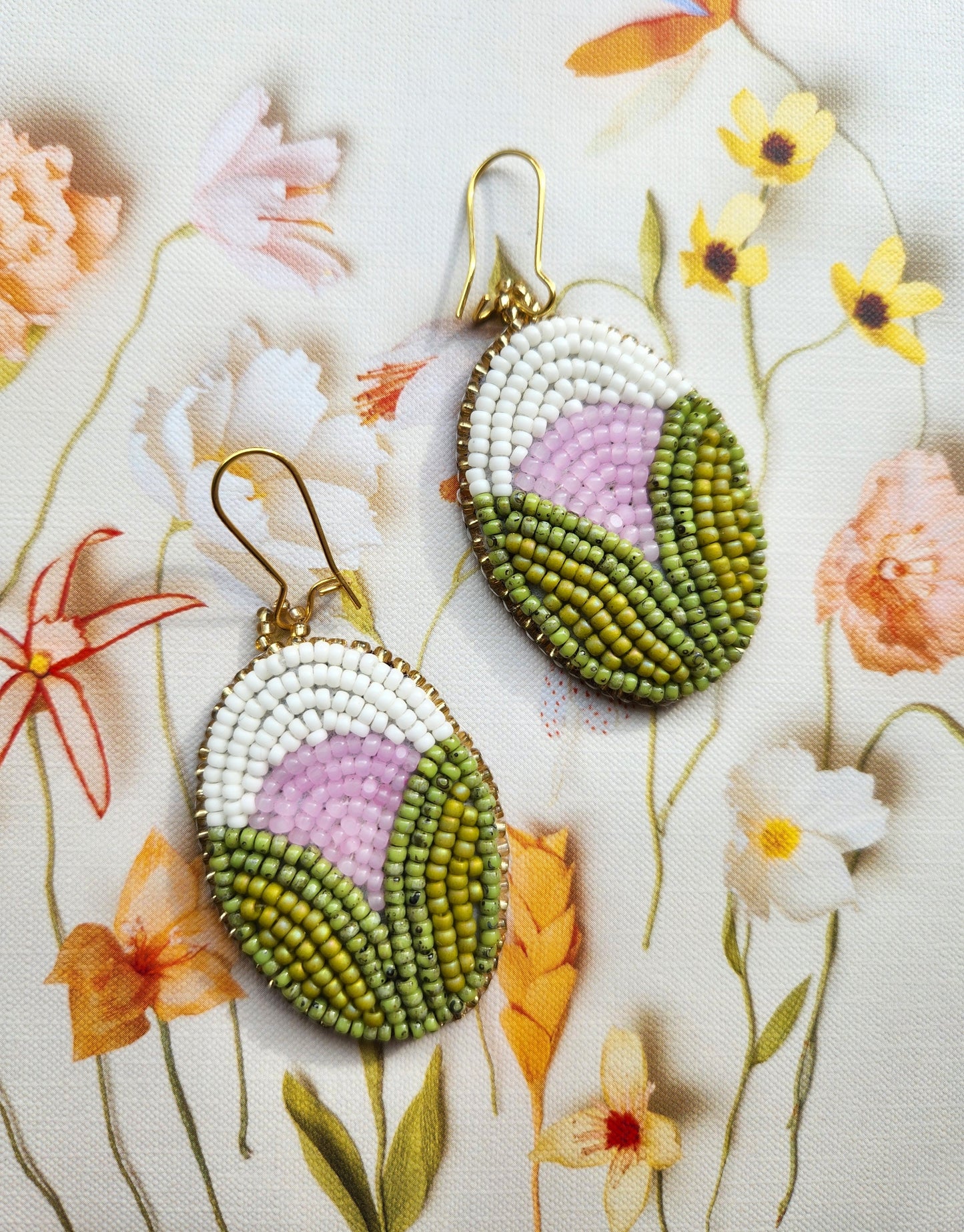 Pink Lily Beaded Earrings