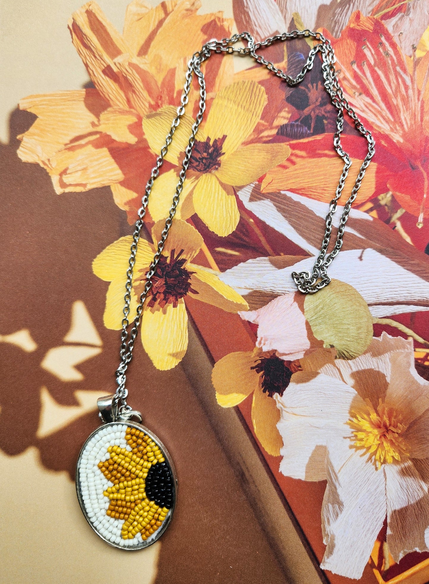 Sunflower Beaded Pendant