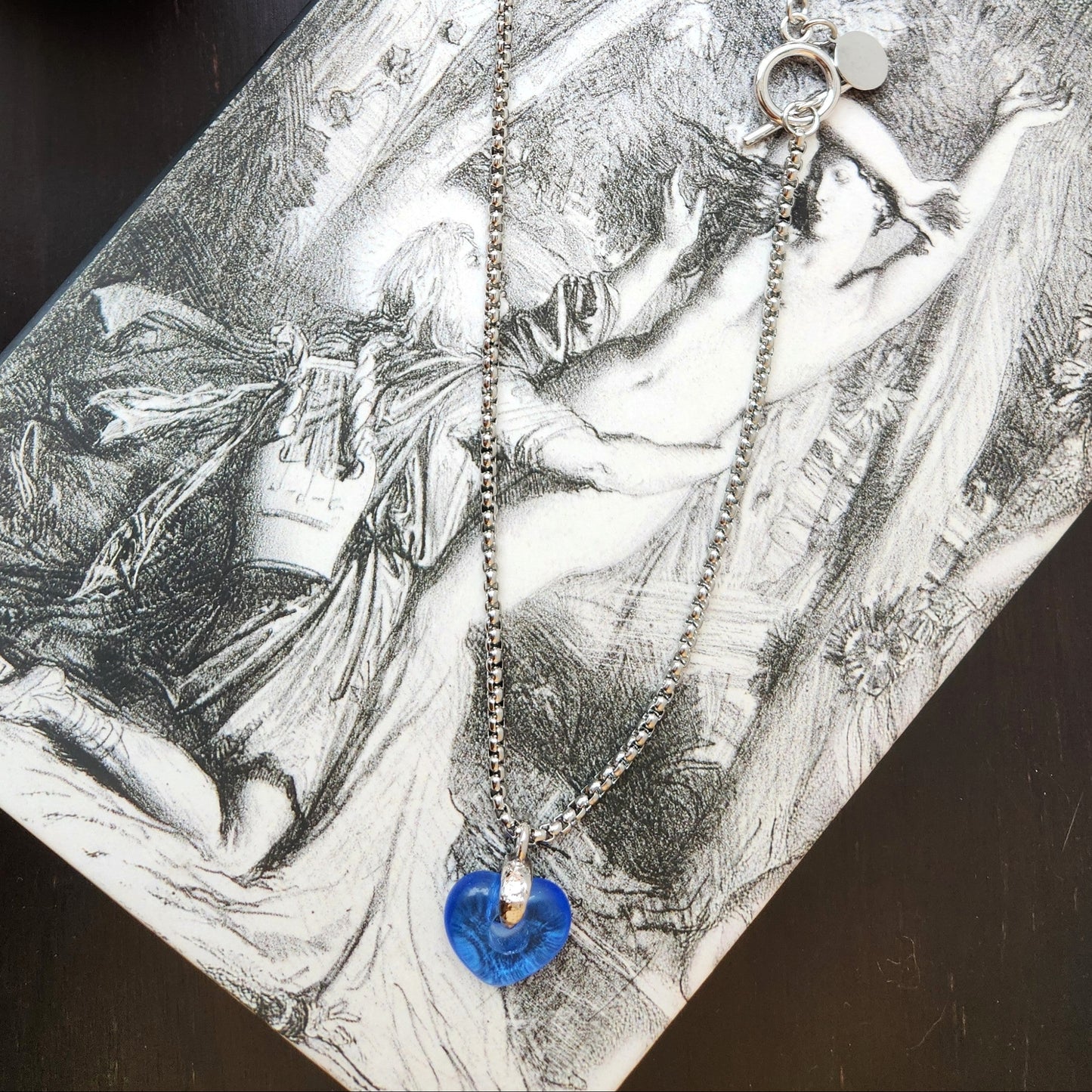 Blue Heart Charm Necklace