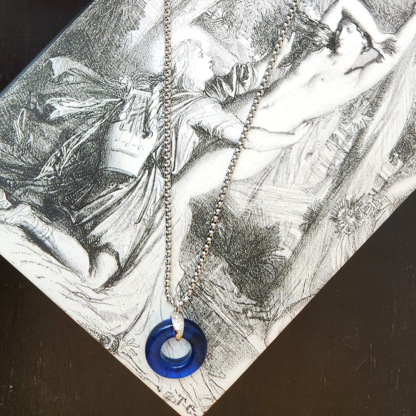 Blue Ring Charm Necklace