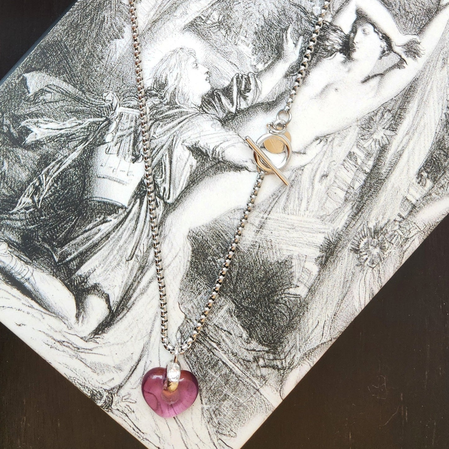Lavender Heart Charm Necklace