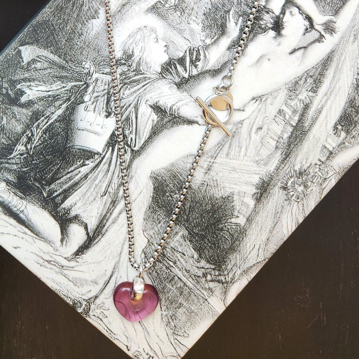 Lavender Heart Charm Necklace