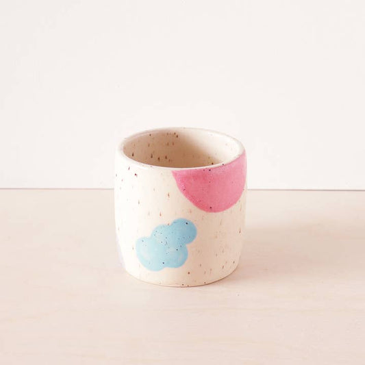 Small Ceramic Planter with Hand-painted Shapes