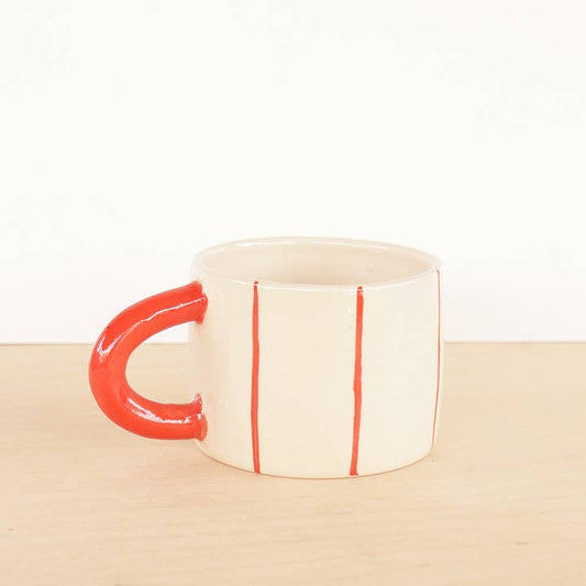Striped Short Ceramic Coffee Mug
