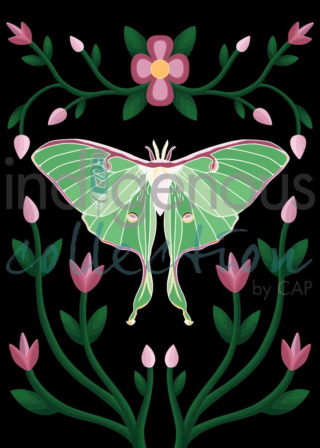 Lunar Moth Ojibwe Florals Card