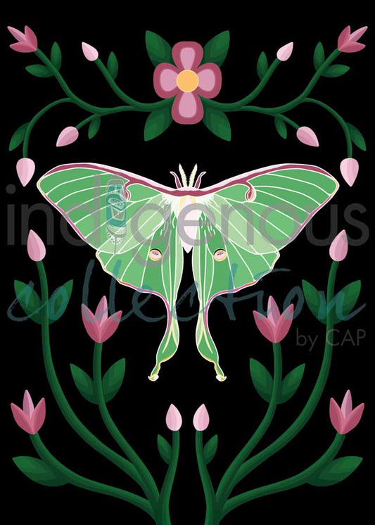 Lunar Moth Ojibwe Florals Card