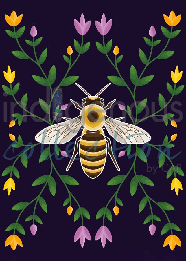 Honey Bee Ojibwe Floral Card