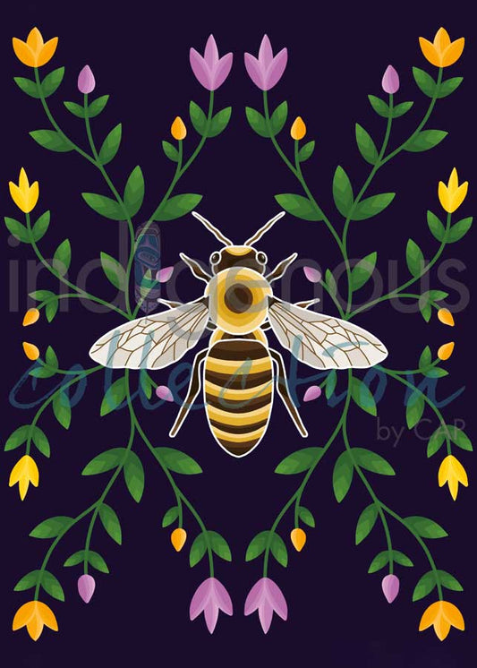 Honey Bee Ojibwe Floral Card