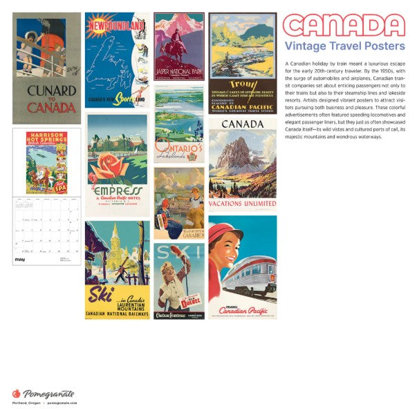 Canada Vintage Travel Posters 2026 Wall Calendar