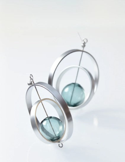 Eris Earrings in Satin Silver Aqua