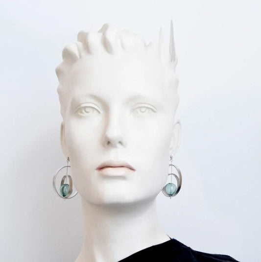 Eris Earrings in Satin Silver Aqua