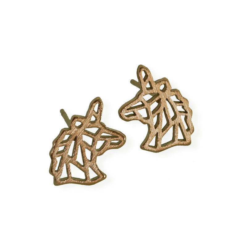 Gold Unicorn Origami Earring