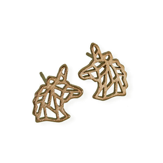 Gold Unicorn Origami Earring