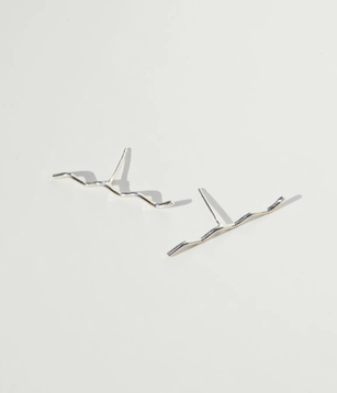 Long Wave Studs Silver