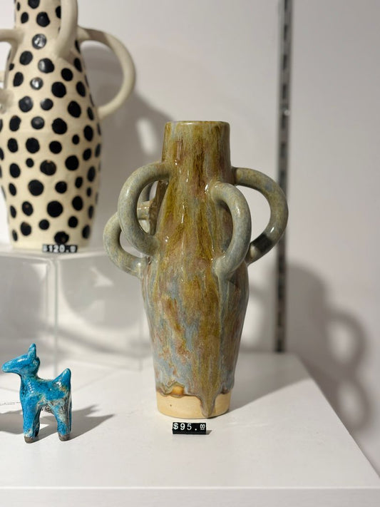 Olive Multi-Handled Vase