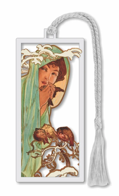 Winter Alphonse Mucha Metal Bookmark