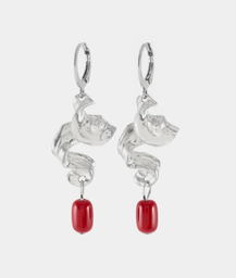 Halyne Elegant Abstract Earring in Silver & Garnet