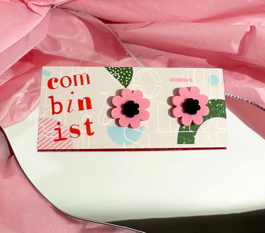 Flourish Mini Studs in Pink