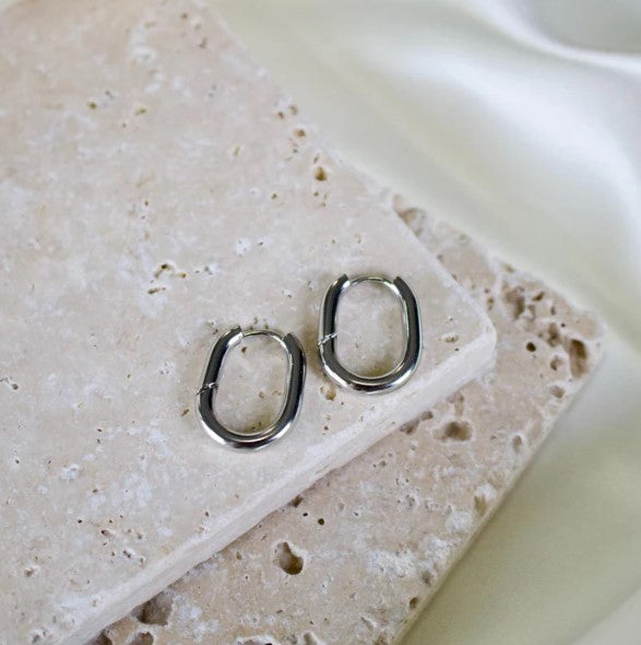 Hayden Silver Oval Earrings