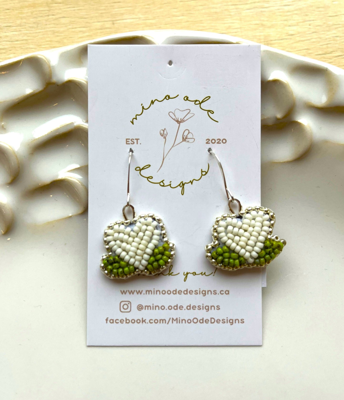 Heart Earring Cream Silver