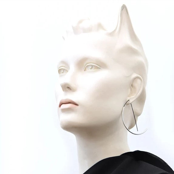 Lune Hoops in Black Silver