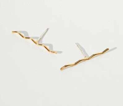 Long Wave Studs Gold