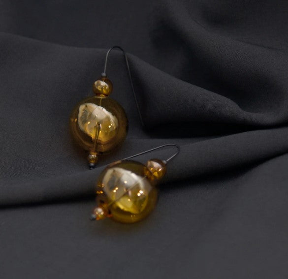 Glass Amber Scoop Earrings