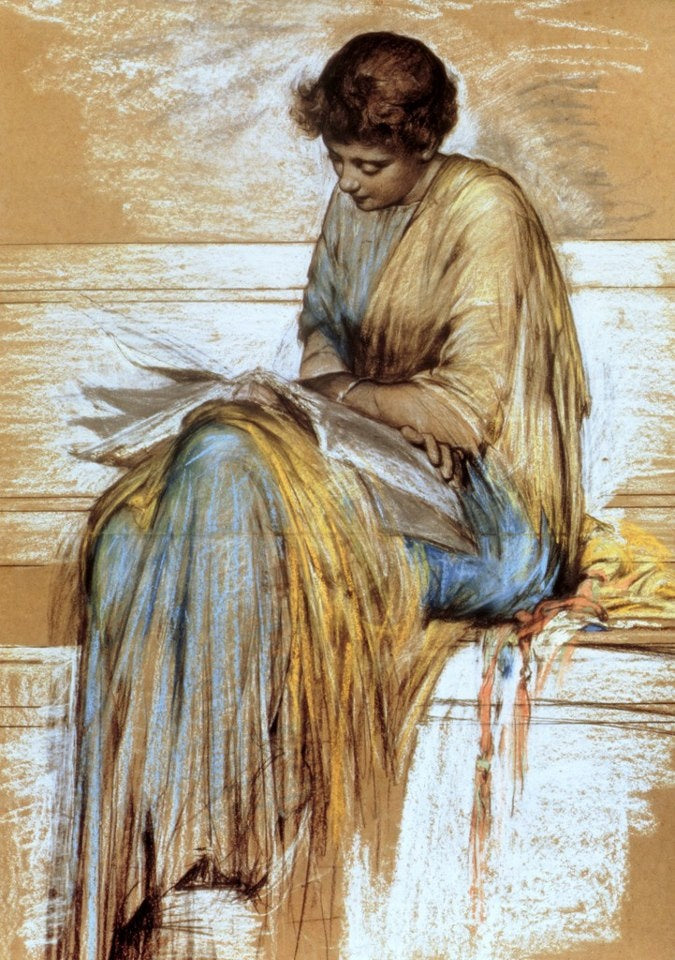Seated Girl Reading Poster