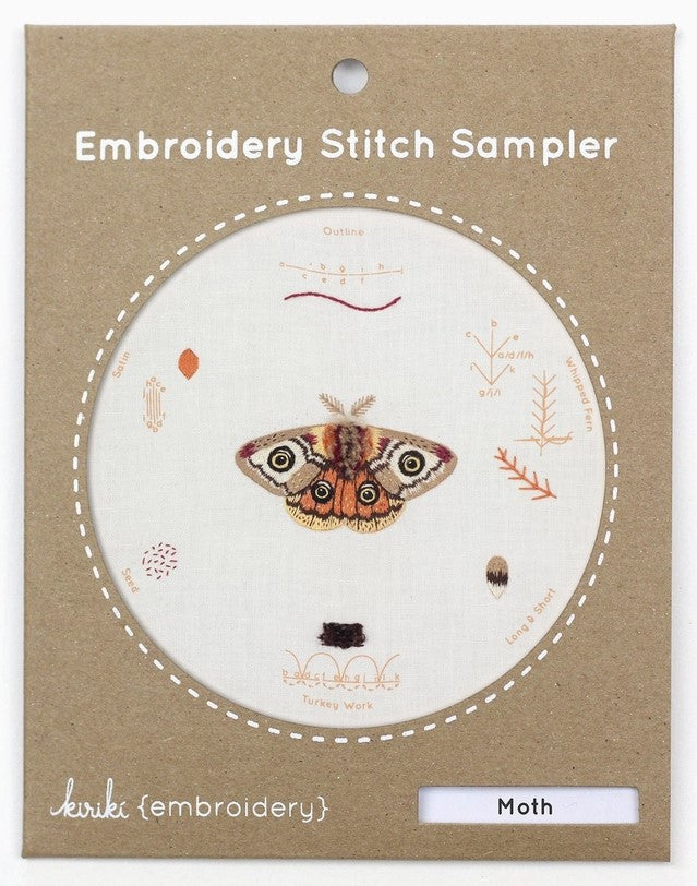 Moth Embroidery Stitch Sampler