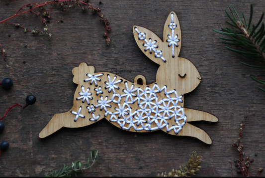 Rabbit Stitched Ornament Kit