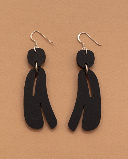 Slashed Ovoids Elongated Mini Earrings