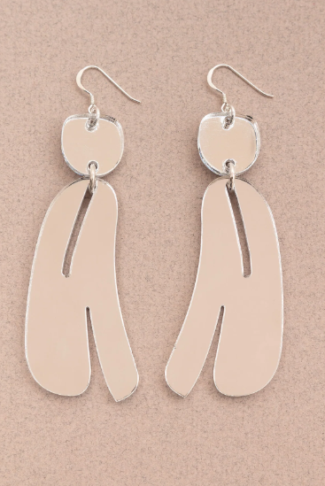 Slashed Ovoids Elongated Mini Earrings
