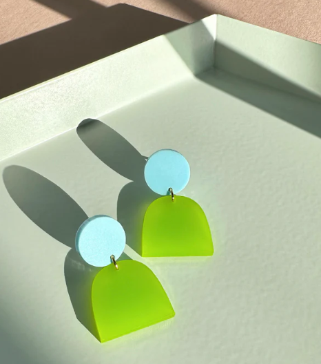 Lad Earrings in Blue & Lime