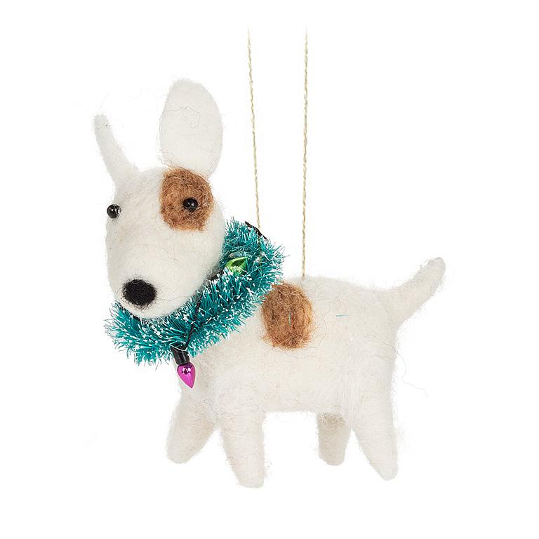 Bull Terrier w Wreath Ornament