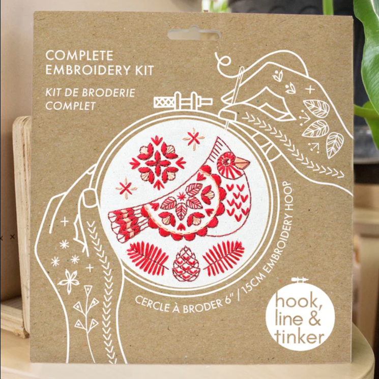 Folk Cardinal Embroidery Kit