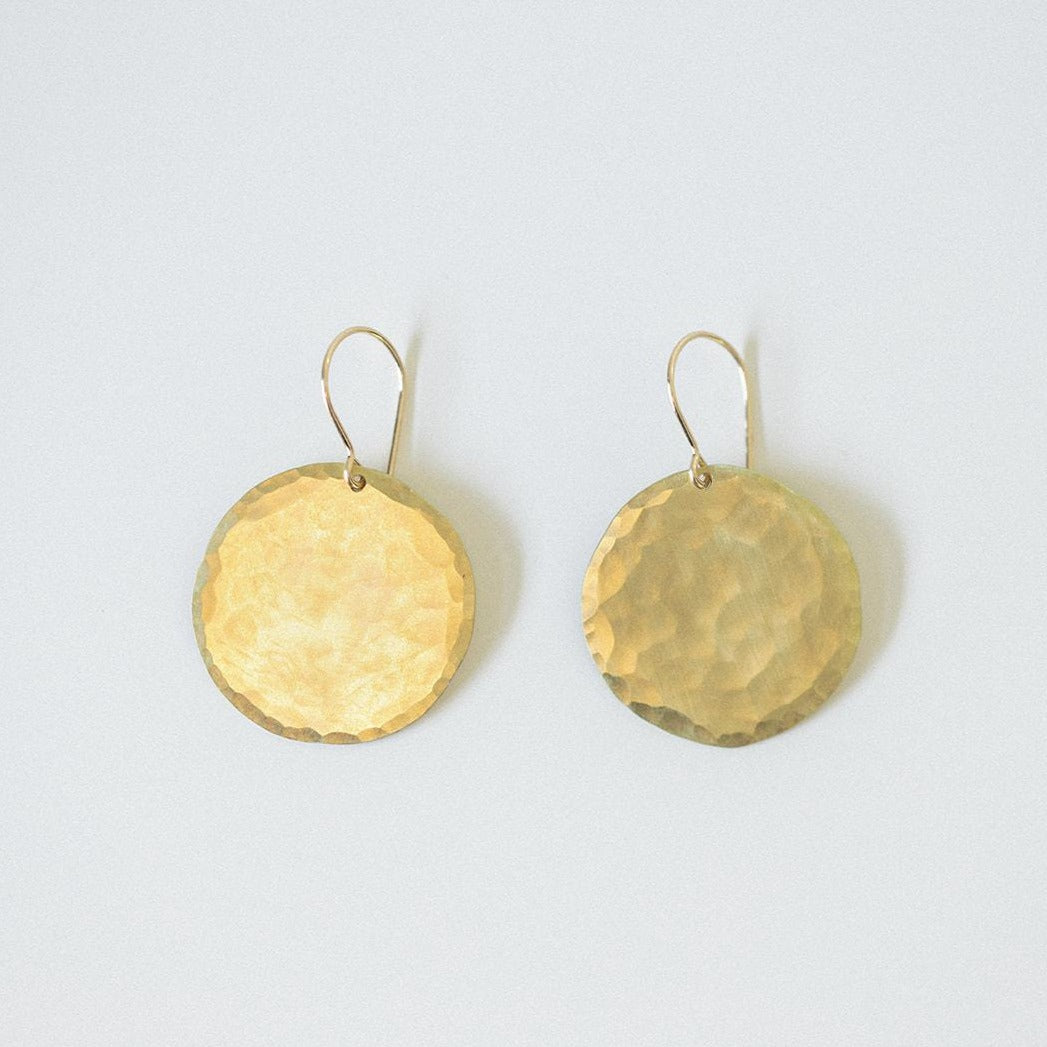 Large Disc Earring in Brass