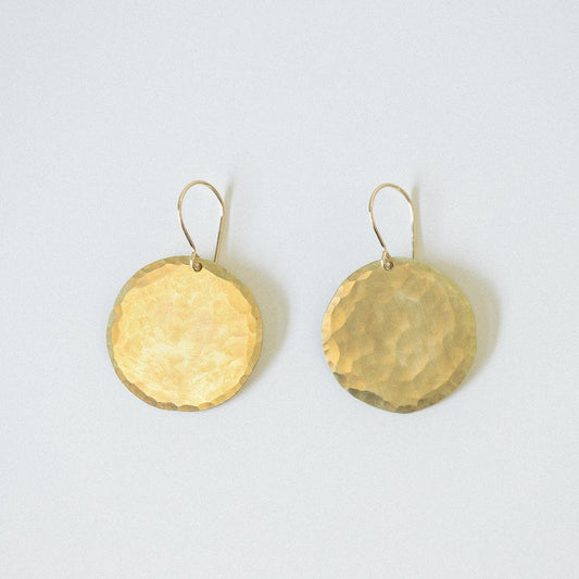 Large Disc Earring in Brass