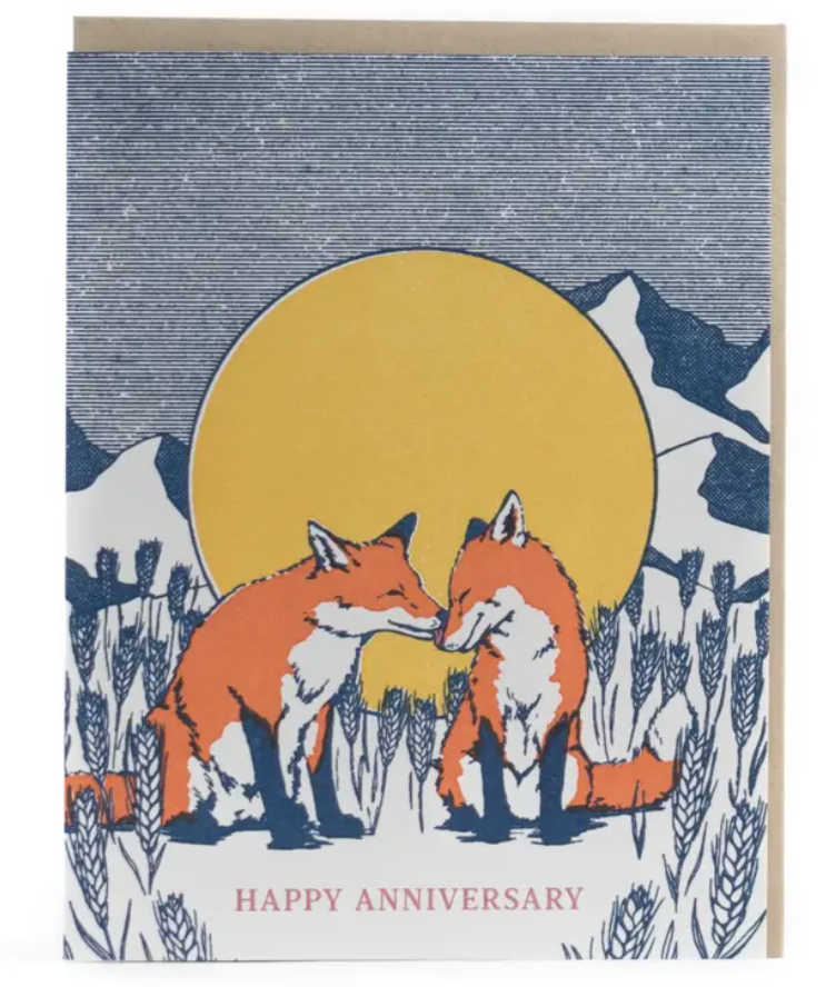 Anniversary Foxes in Love Card