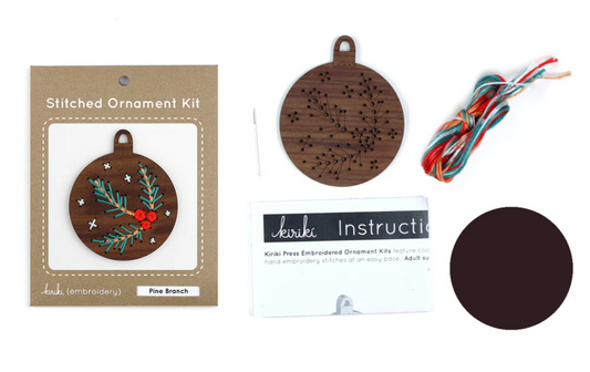 Pine Branch Stitched Ornament Kit