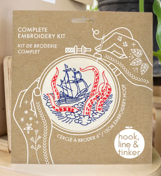 Kraken and Ship Embroidery Kit