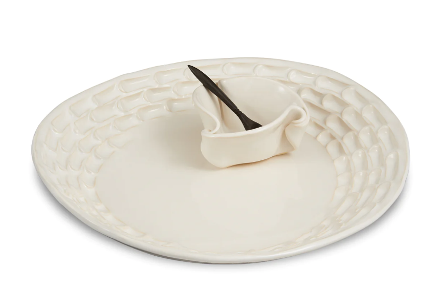 White Textured Tray Set