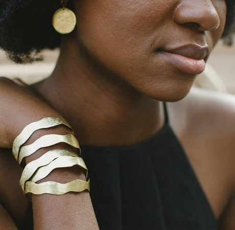 Large Disc Earring in Brass