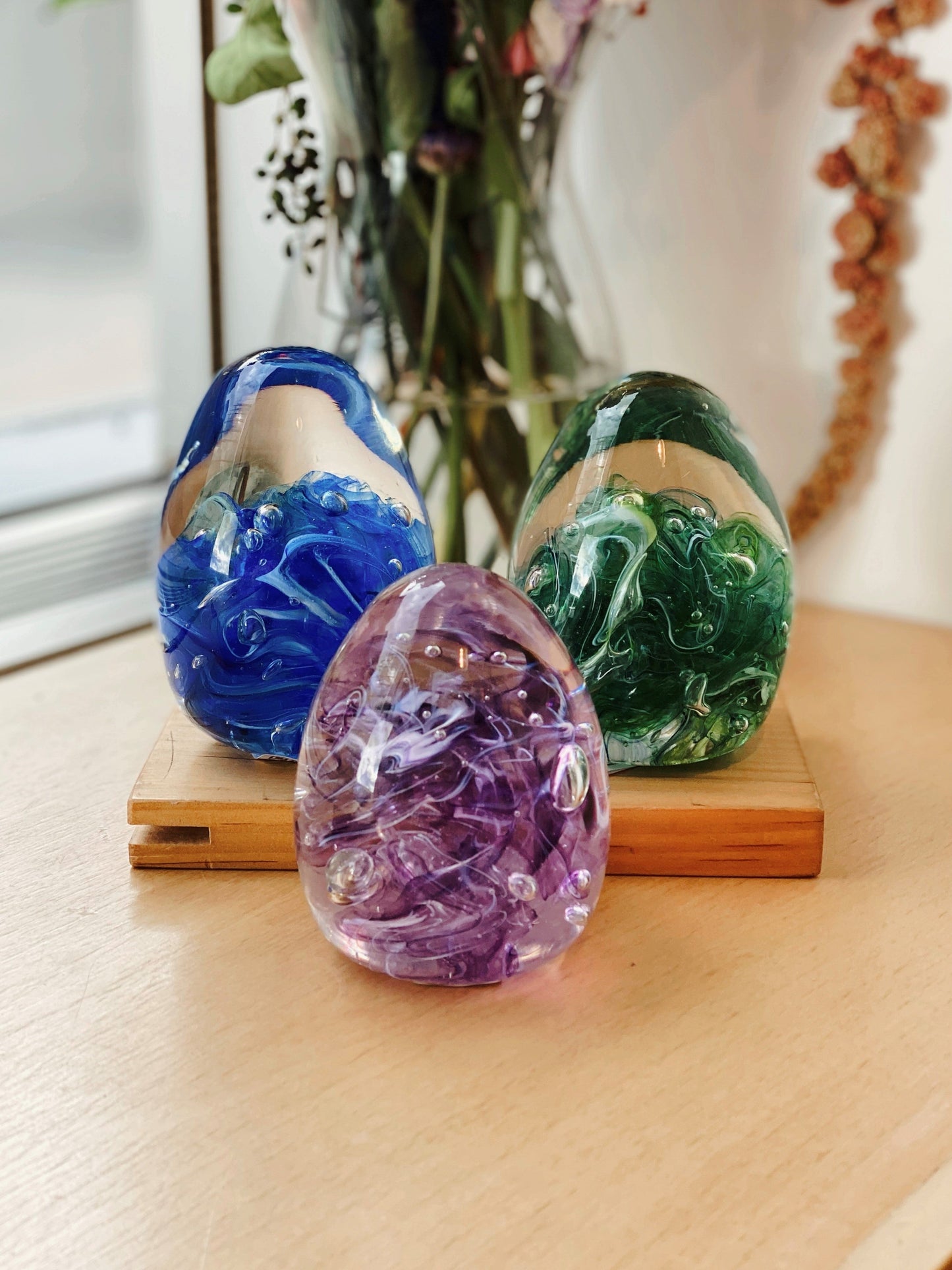 Glass Ocean Paperweight