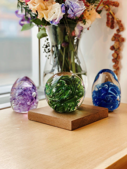 Glass Ocean Paperweight