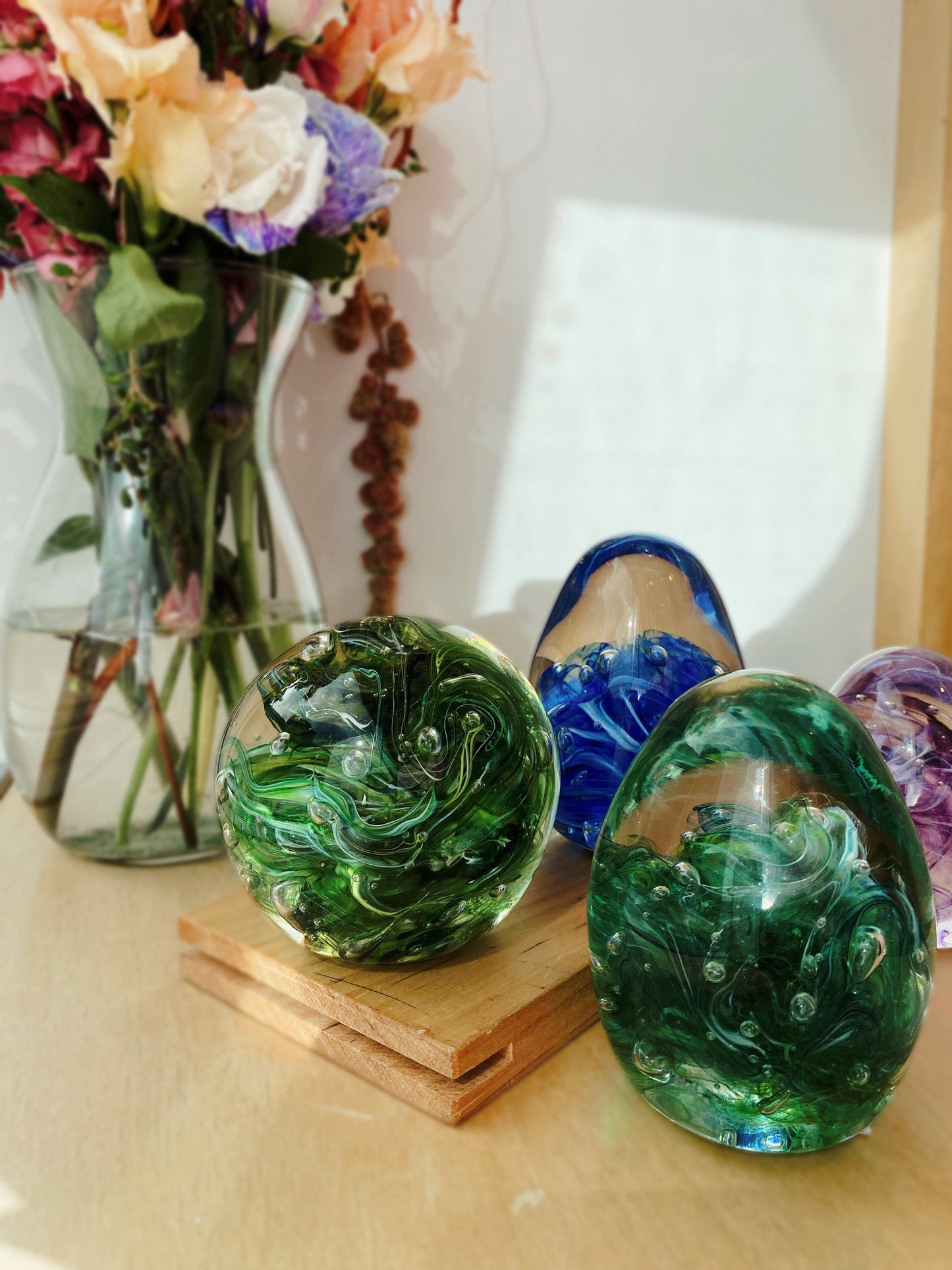 Glass Ocean Paperweight