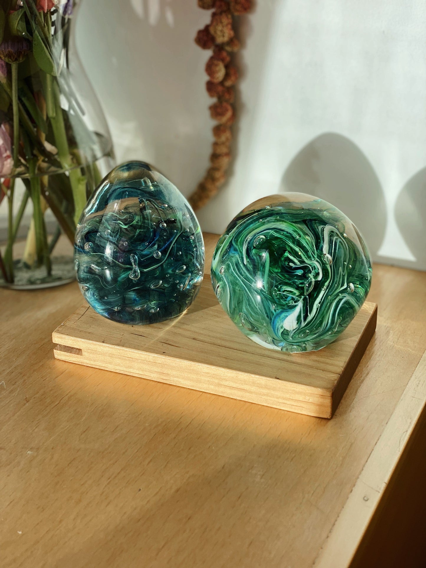 Glass Ocean Paperweight