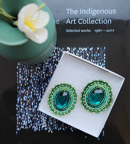 Green Jewel Beaded Earring