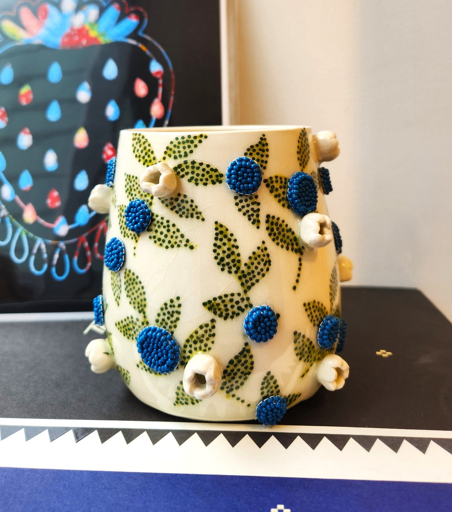 Beaded Blueberry Vase
