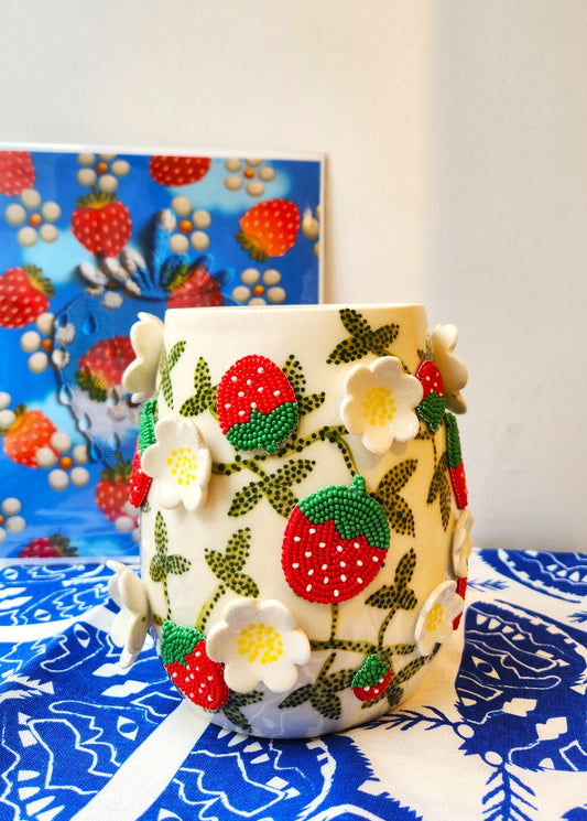Beaded Strawberry Vase